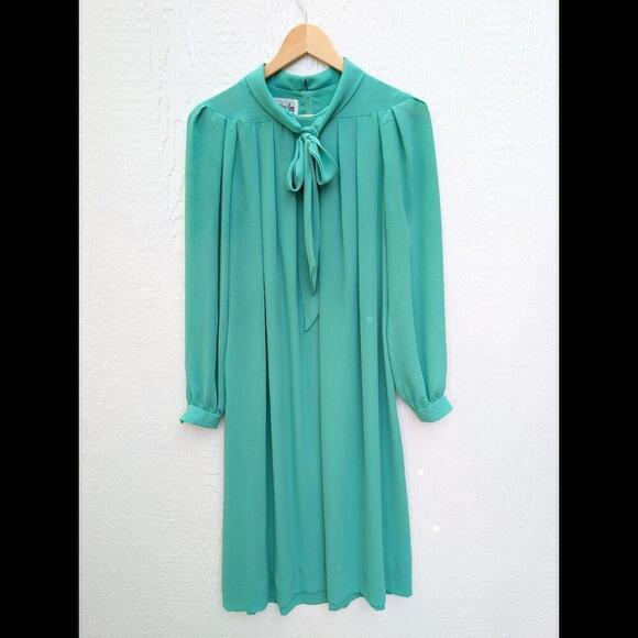 Dresses & Skirts - Vintage 60s Henry Lee Union Made Green Flowy Sheer Chiffon Dress Size Medium